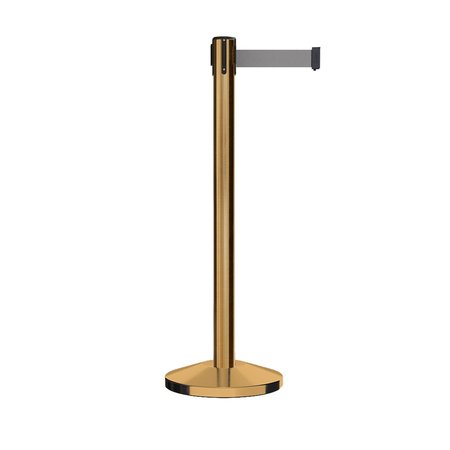 MONTOUR LINE Stanchion Belt Barrier Sat.Brass Post 13ft. Lt Gry Belt M630-SB-LGY-130